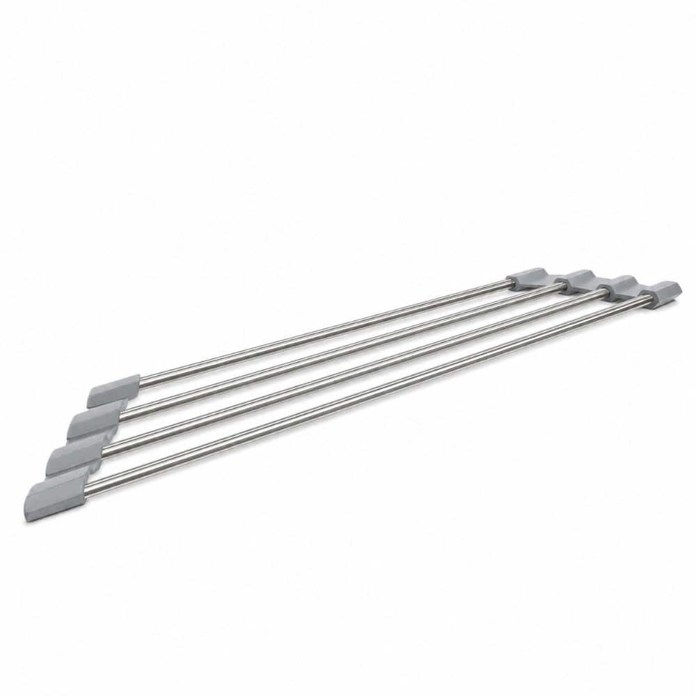 Foldable Stainless Steel Corner Dish Drying Rack with Sponge Holder in Silver 11.6 x 11.6 price history on PriceWatchPro