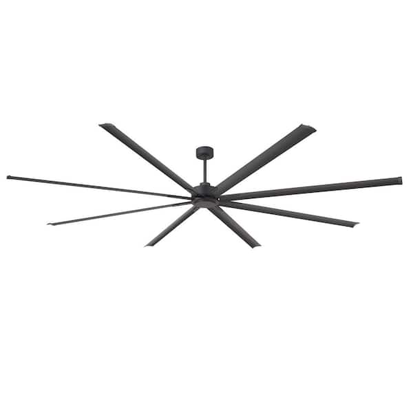 Melissa 120 in. Windmill Black Ceiling Fan with Downrod, Black Blade and Remote Included No Light (8 Blades)