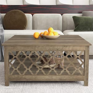 Heron 34.9 in. Knotty Oak Square Wood Top Coffee Table