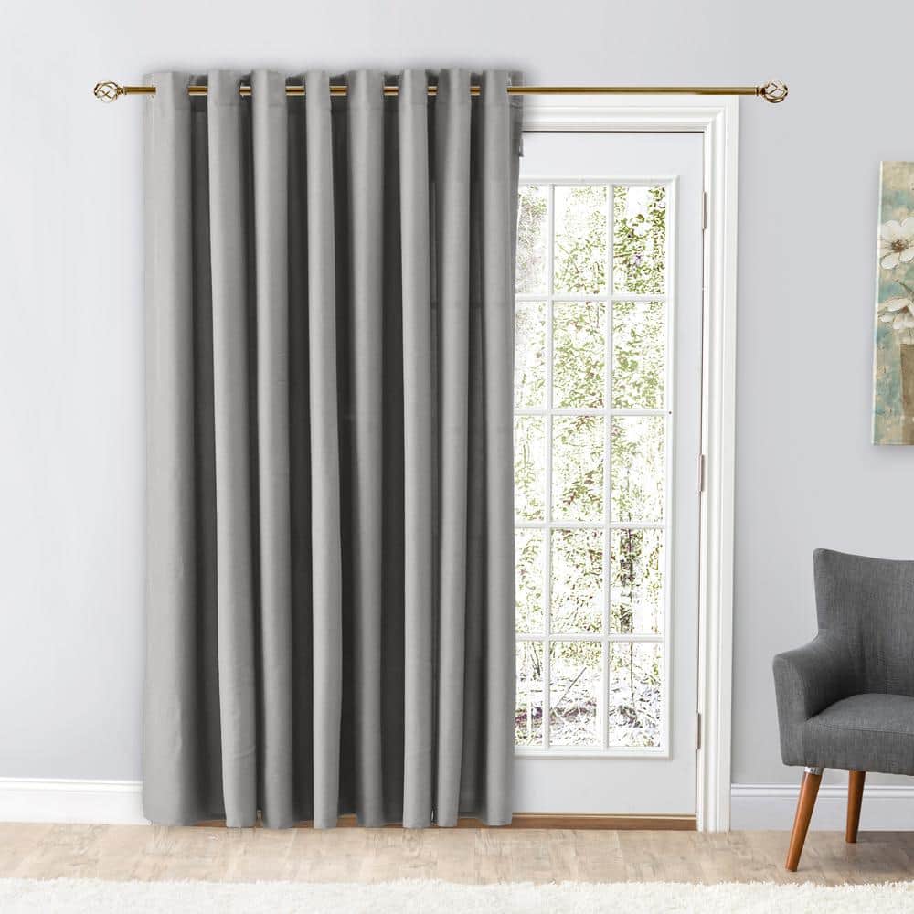 RICARDO Gray Woven Grommet Room Darkening Curtain - 112 in. W x 84 in ...