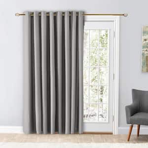 Gray Woven Grommet Room Darkening Curtain - 112 in. W x 84 in. L