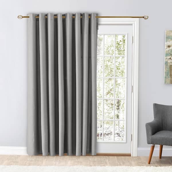 RICARDO Gray Woven Grommet Room Darkening Curtain - 112 in. W x 84 in. L