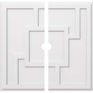 1 in. P X 13-1/4 in. C X 38 in. OD X 3 in. ID Knox Architectural Grade PVC Contemporary Ceiling Medallion, Two Piece