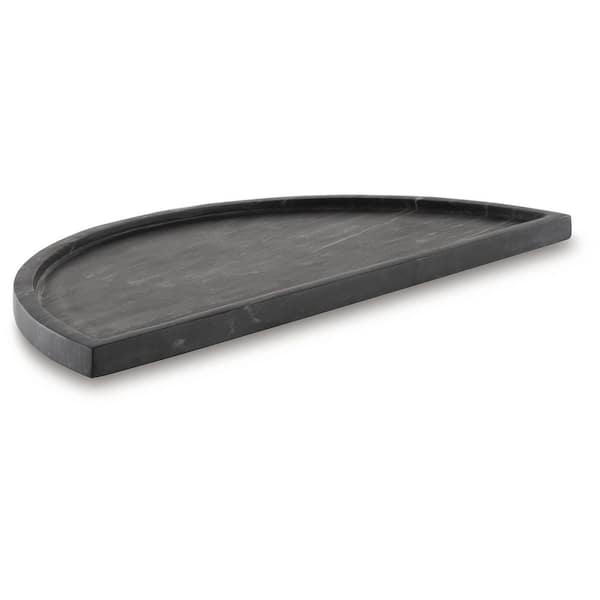 Signature DESIGN BY ASHLEY Cortsen Black Irregular Marble 20 in. Decorative Tray