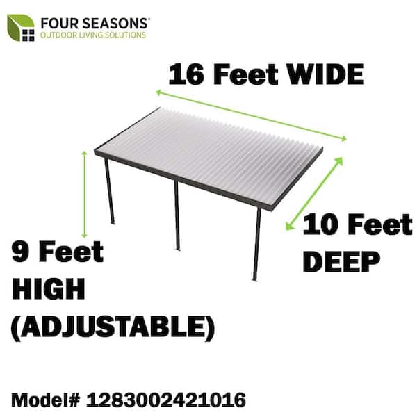 16 ft. x 10 ft. Dark Bronze Aluminum Frame White Roof Carport, 30 lbs. Snow Load