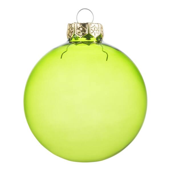 Whitehurst 3.25 in. Green Clear Glass Christmas Ornaments (8-Pack)