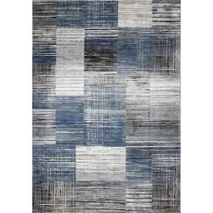 Cambridge Blue/Beige 7 ft. x 10 ft. (7'1" x 10') Striped Contemporary Area Rug