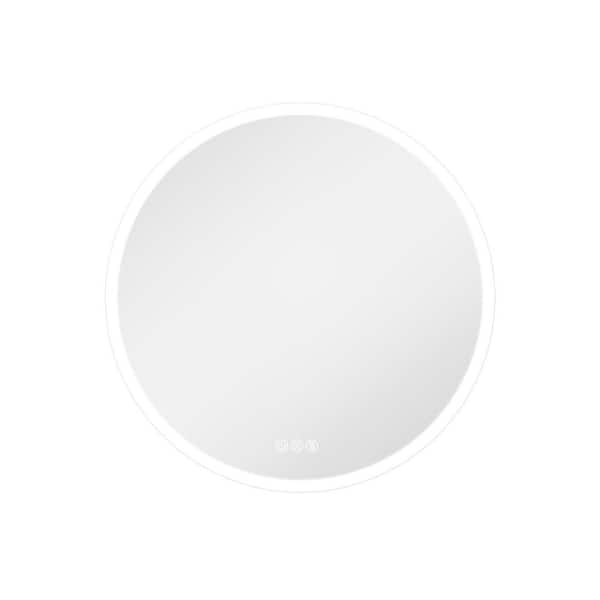 32 in. W x 32 in. H Round Frameless LED Wall Bathroom Vanity Mirror, Tempered Glass