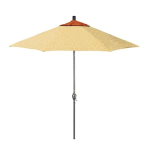 9 ft. Grey Aluminum Market Patio Umbrella with Crank Lift and Push-Button Tilt in Palmetto Sawgrass Pacifica Premium