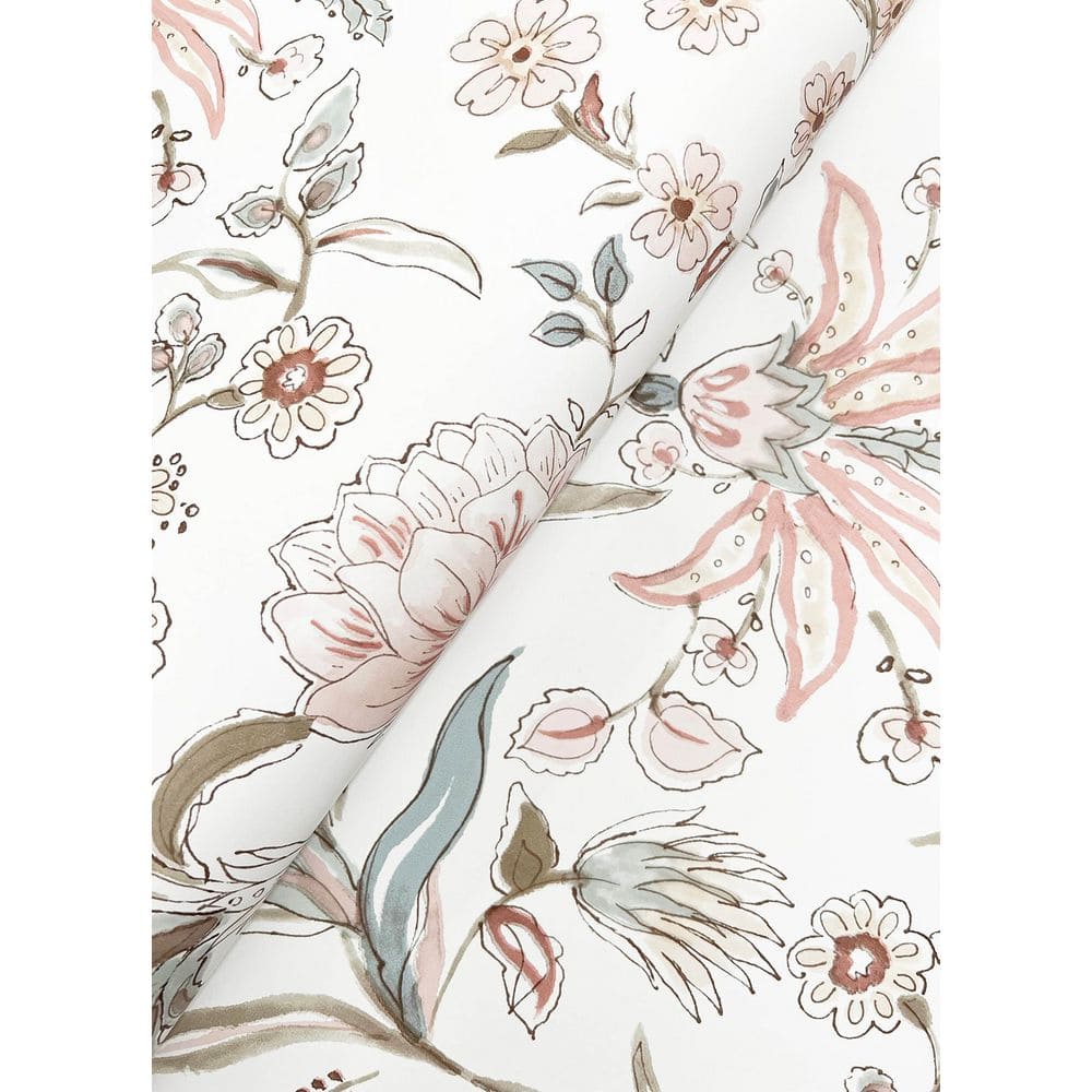 Teonna Light Pink Floral Stripe Non-Woven Wallpaper