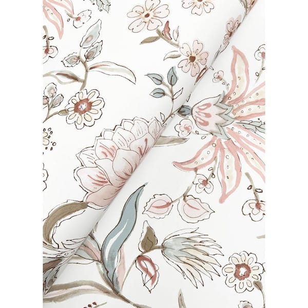 A-Street Prints Teonna Light Pink Floral Stripe Wallpaper A-Street Prints Teonna Light Pink Floral Stripe Wallpaper