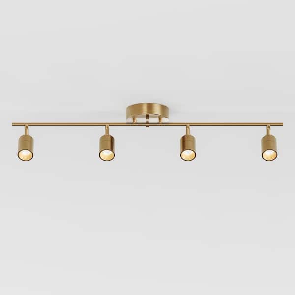 Vidalite Shura 4-Light Brushed Brass Integrated LED Track Light with Rotatable Heads, 3 ft. Track Lighting Kit, 3000k, 2240 Lumen