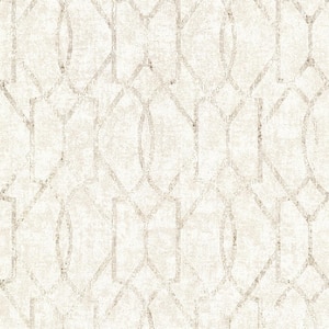 Ziva Cream Trellis Non Woven Paper Non-Pasted Metallic Wallpaper