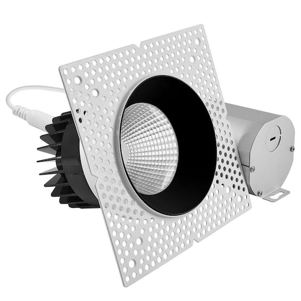 4 in. Integrated LED Trimless Recessed Light with Black Trim, 25W, 2000LM, 5CCT, 38°, Dimmable CRI90, ETL White + Black