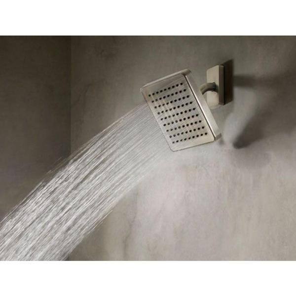 Kenzo Brushed Nickel Square Rain Shower Head and Tub Faucet Set