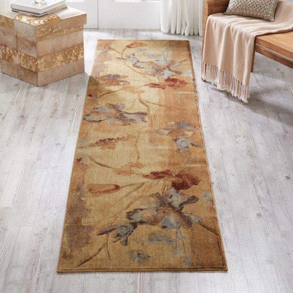 Somerset Beige 2 ft. x 10 ft. Floral Contemporary Runner Area Rug
