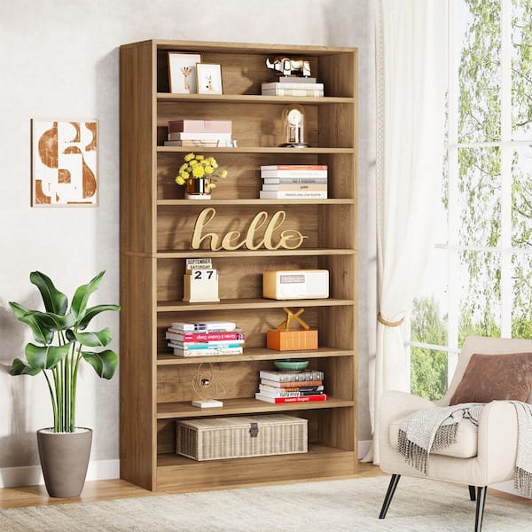 BYBLIGHT Eulas 71 in. Tall Oak Engineered Wood 9-Tier Standard