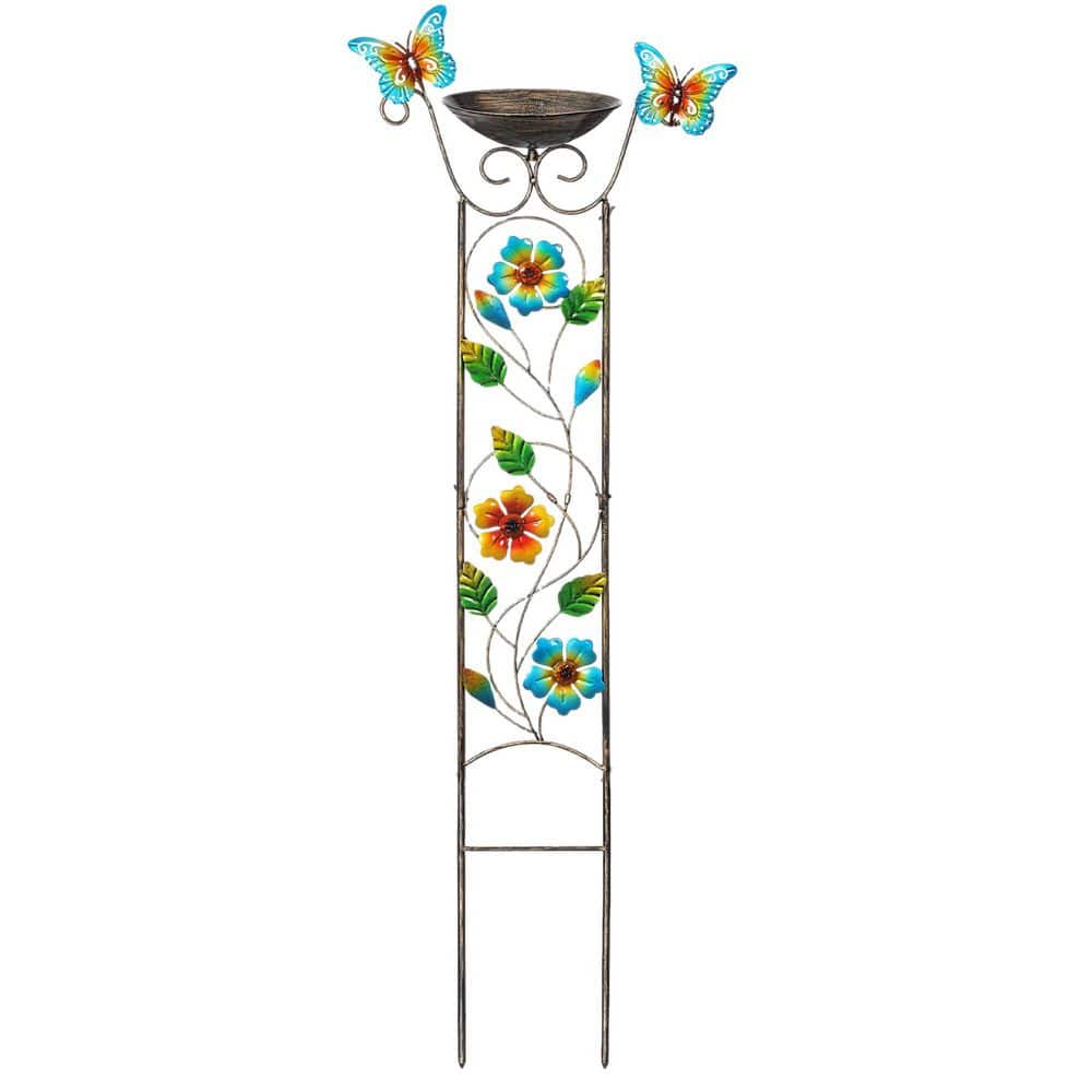 Bird Bath with Trellis Outdoor, Antique Iron Plant Trellis, Detachable Bird Bath Bowl, Climbing Flower Support price history on PriceWatchPro