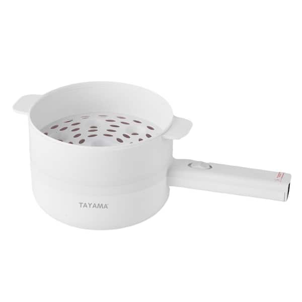 TAYAMA 1 Qt. White Mini Ceramic Stew Cooker with Pre-Settings and Built-In  Timer, Small