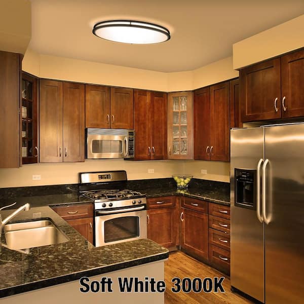 Orbit 32 in. Matte Black Oval LED Flush Mount Ceiling Light 3000 Lumens 42W Adjustable CCT 120V Dimmable (4-Pack)