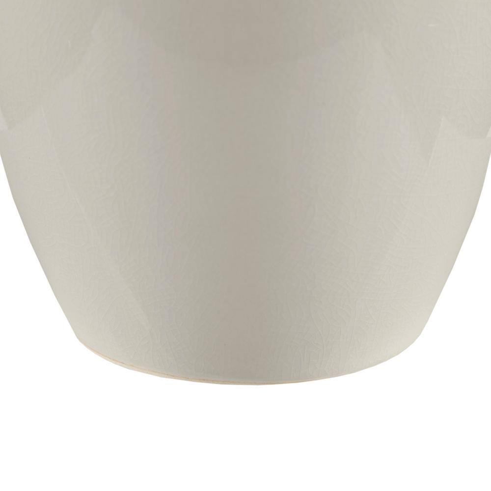 Cream Ceramic Table Lamp with White Drum Shade
