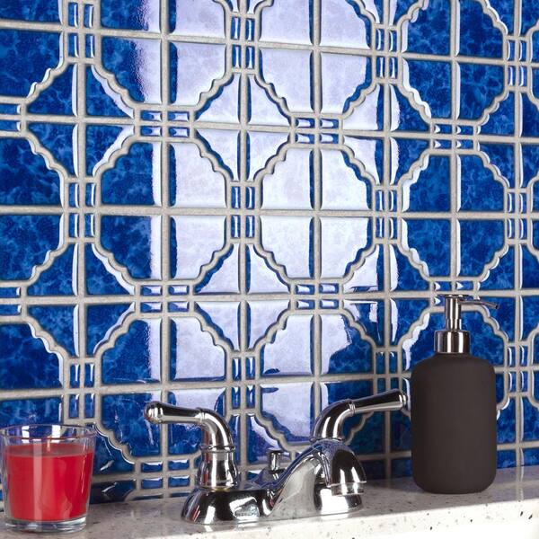 Merola Tile Osaka Blue Cloud 6 in. x 6 in. Porcelain Mosaic Take
