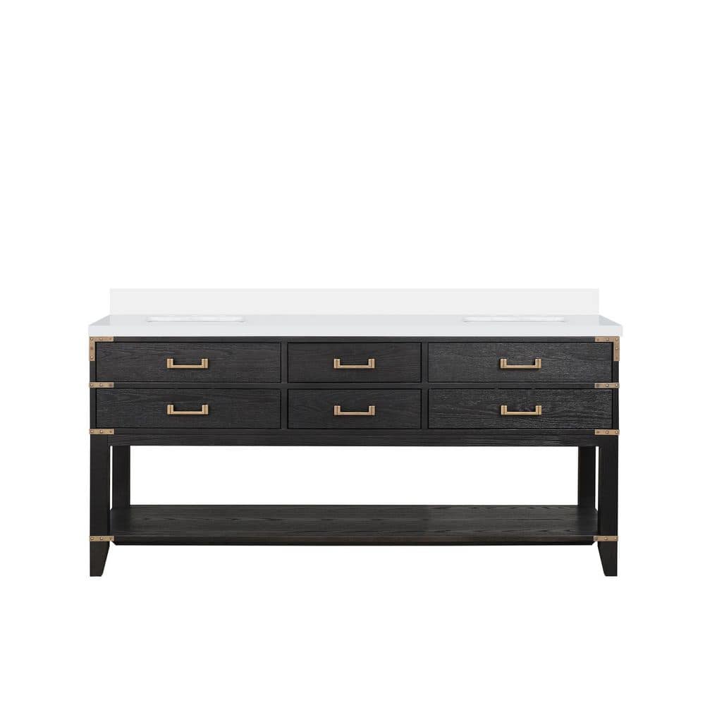 Irvington 72 in W x 22 in D Black Oak Double Bath Vanity with Cultured Marble Top price history on PriceWatchPro