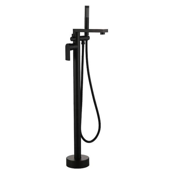 Single Handle Freestanding Tub Faucet with Hand Shower in Matte Black