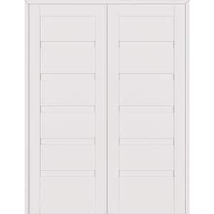 Louver 48 in. x 83.25 in. Both Active Snow White Wood Composite Double Prehung Interior Door