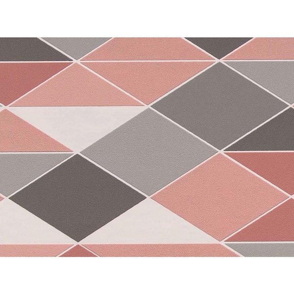 Walls Republic Dwinding Diamonds Rose & Grey Paper Strippable Wallpaper (Covers 57 sq. ft.)