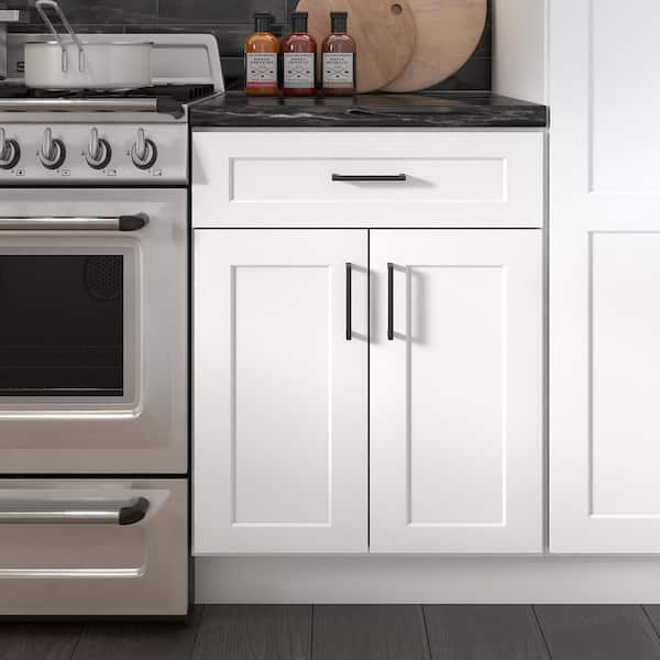 24 in. W 24 in. H 34.5 in. D Ready to Assemble Plywood Base Kitchen Cabinet in Painted White with 2 Door