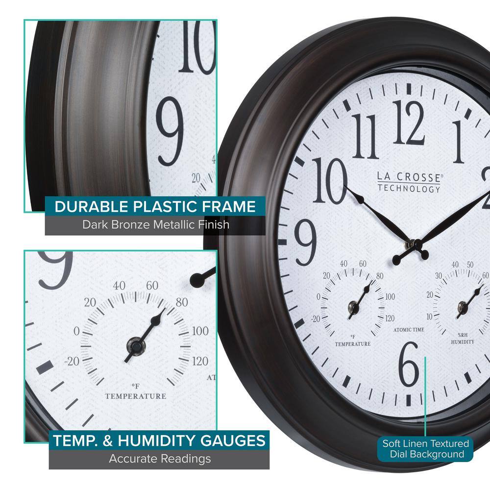 18-inch Dark Bronze Indoor/Outdoor Atomic Wall Clock