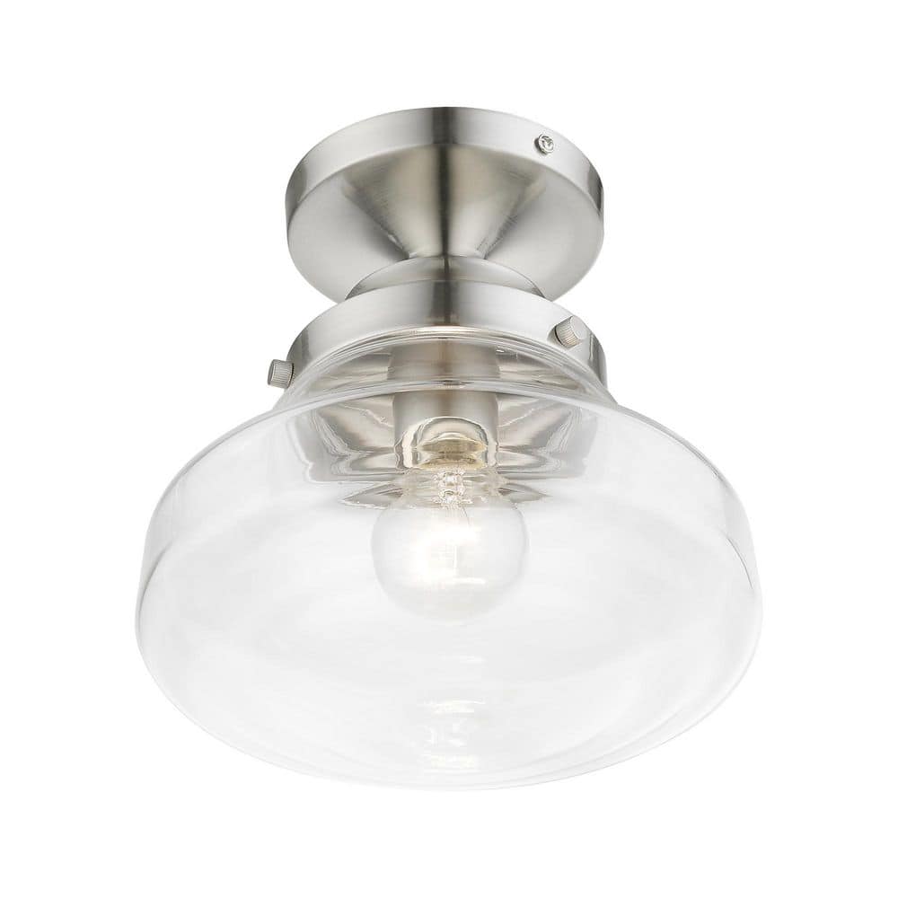 Avondale Brushed Nickel 9'' Clear Glass Semi-Flush Mount Light
