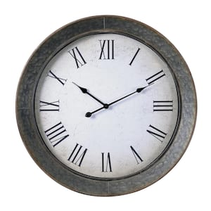 Antillean 30 in. Galvanized Metal Wall Clock with Roman Numerals