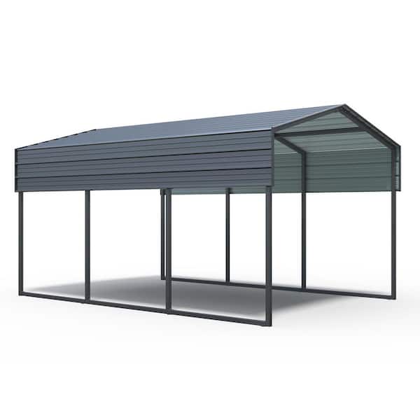 10 ft. W x 15 ft. D x 8 ft. H Heavy Duty Carport Canopy with Galvanized Steel Roof and Frame for Driveway Car, Truck