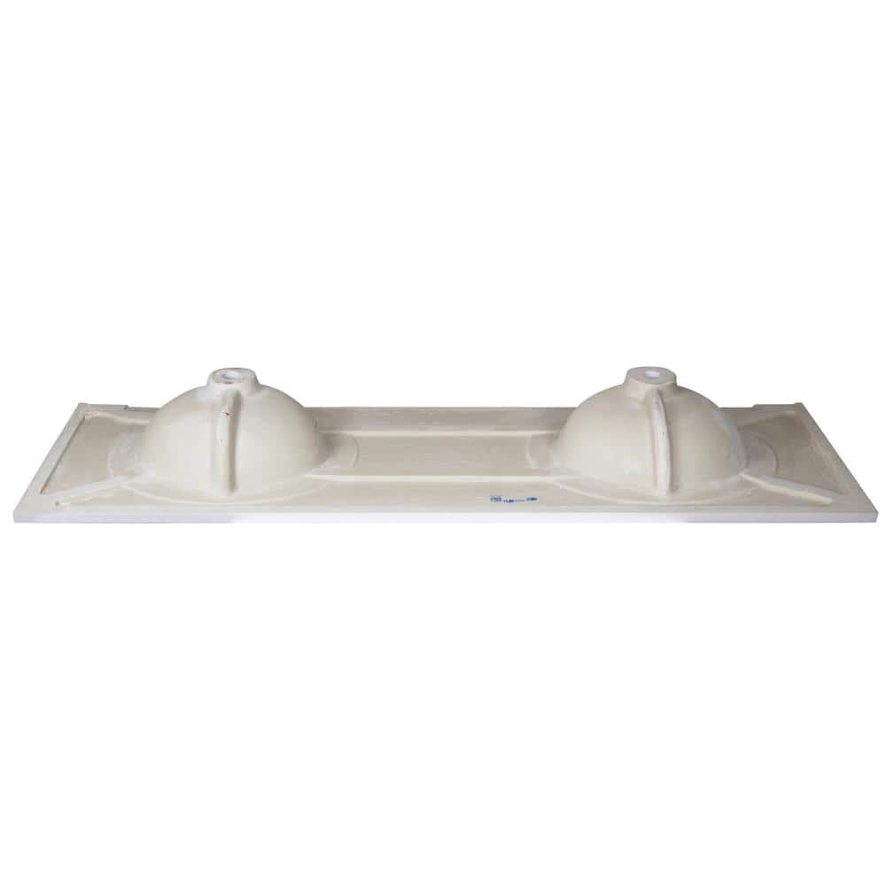 Solid White 73-Inch Cultured Marble Double Bowl Vanity Top