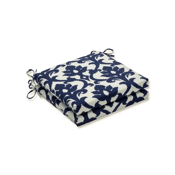 Pillow Perfect 20 x 20 Outdoor Dining Chair Cushion in Blue/White (Set of 2)