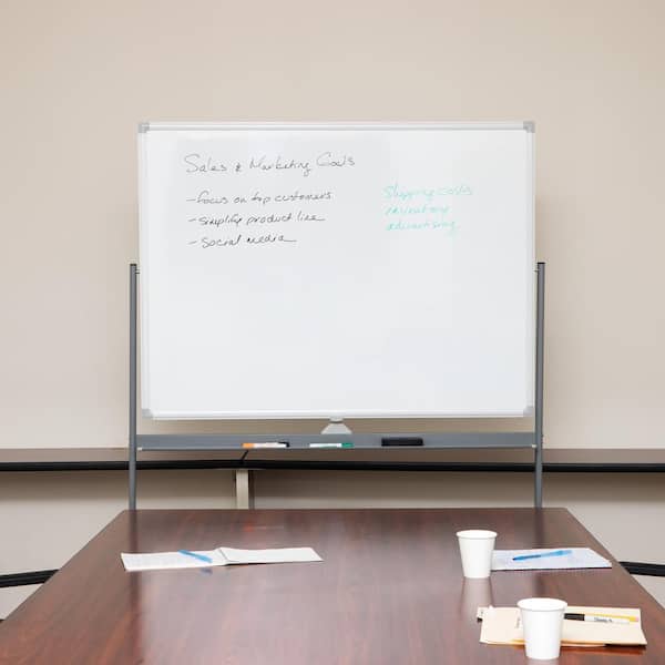 72 x 40 Large Dry Erase Board with Stand, Magnetic Rolling Whiteboard on  Wheels, Double Sided Reversible Mobile White Board - Easel Stand Board