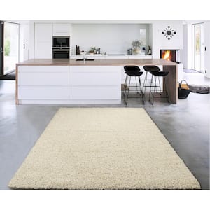 Cozy Collection Solid Design 3x5 Indoor Shag Area Rug, 3 ft. 3 in. x 4 ft. 7 in., Ivory