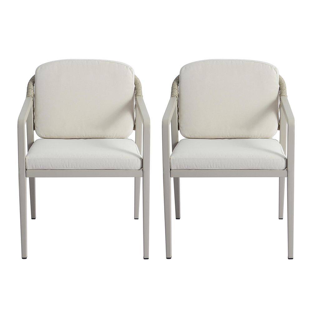 2-Piece Gray Metal Outdoor Lounge Chair with Beige Cushions price history on PriceWatchPro