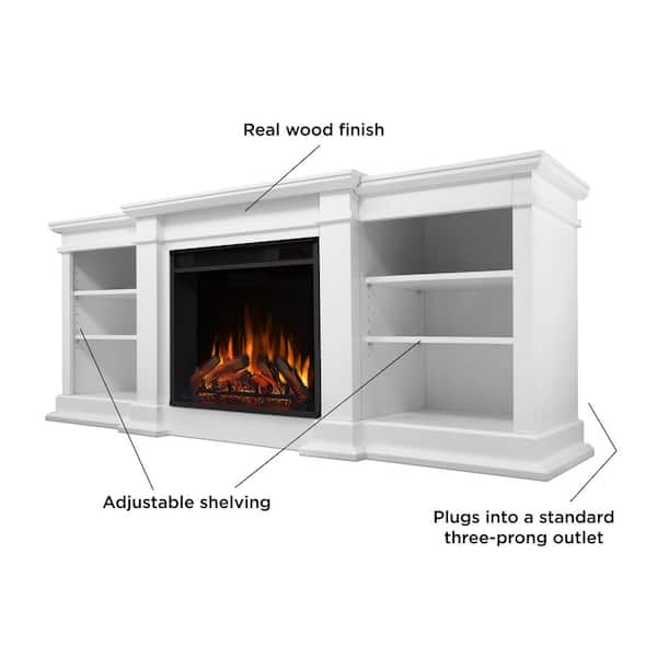 Real Flame Fresno 72 in. Media Console Electric Fireplace in White