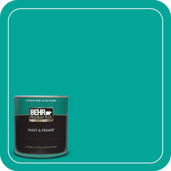 BEHR PREMIUM PLUS 1 qt. Home Decorators Collection #HDC-MD-22 Tropical Sea Semi-Gloss Enamel Exterior Paint & Primer