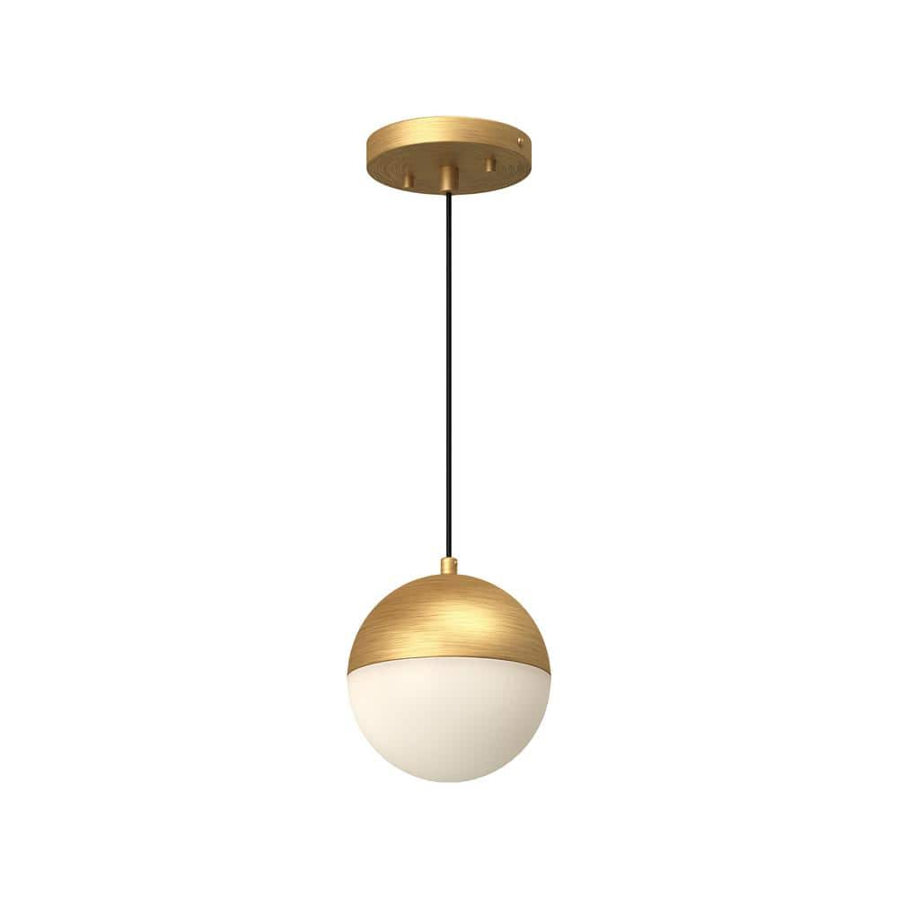 Monae 6-Inch Brushed Gold and Glass LED Pendant