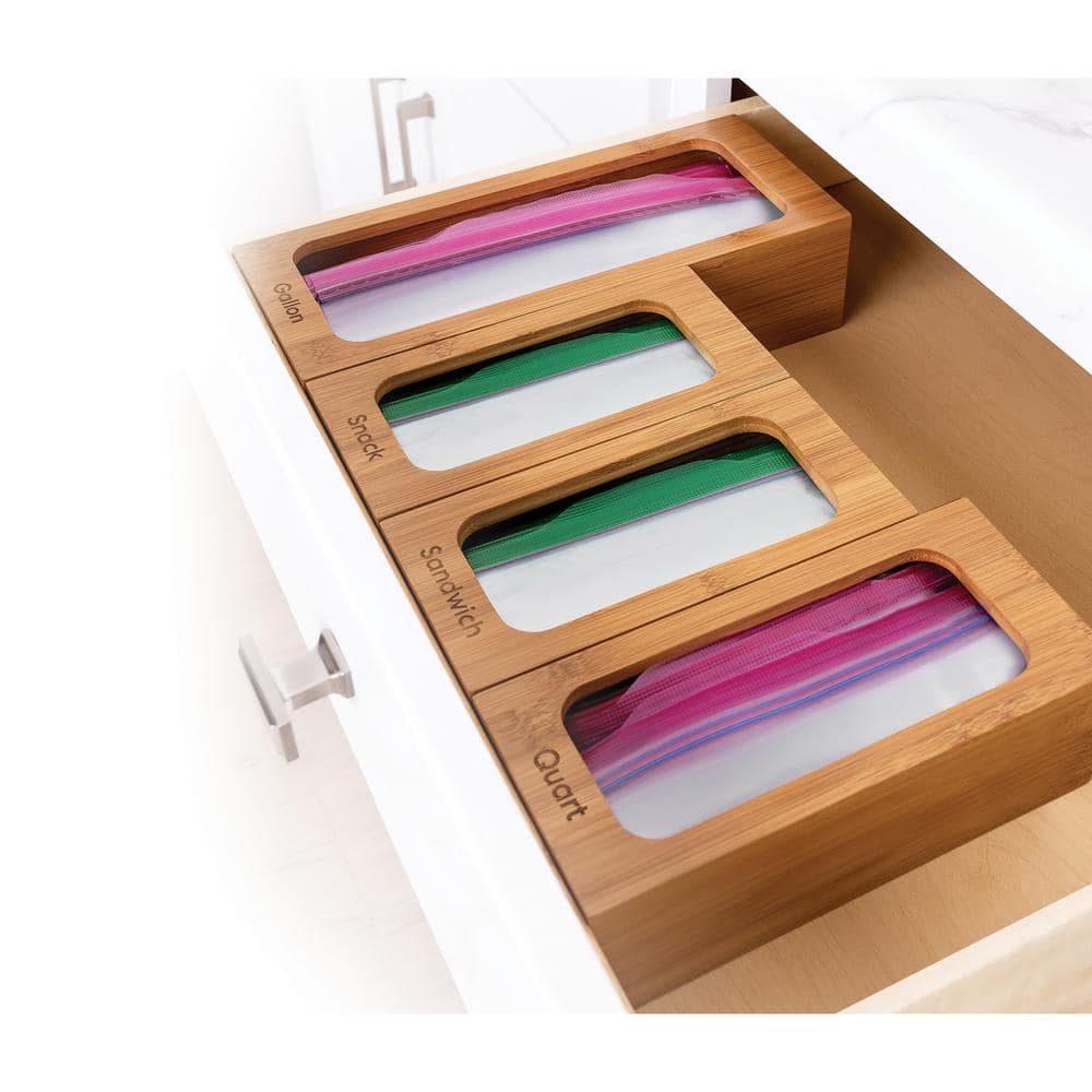Bamboo 4-Piece Food Storage Bag Organizer Set