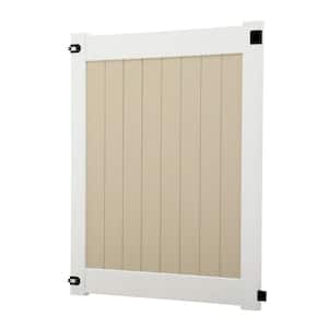 Roosevelt 5 ft. W x 6 ft. H 2-Toned (White Rails and Sand Infill) Vinyl Un-Assembled Fence Gate