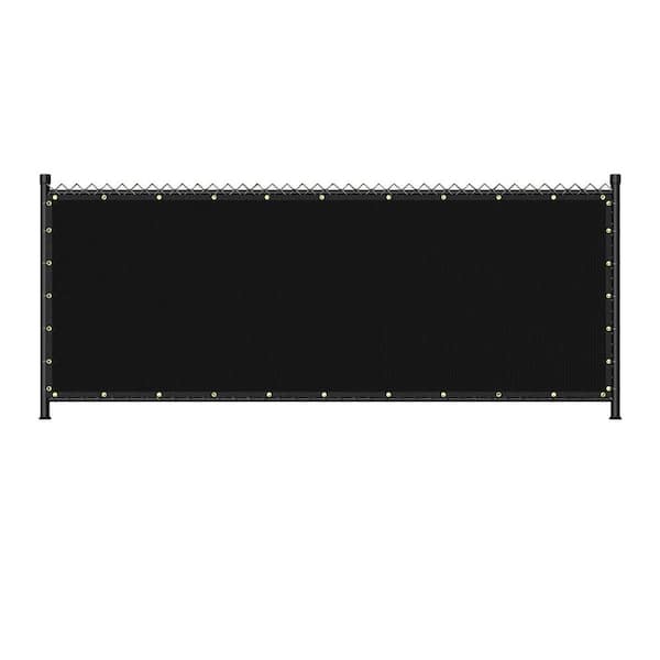 Unbranded 72 in.H x 600 in.W Black Aluminum Heavy Duty Privacy Screen Fence Shade Cover 170GSM 90% Blockage Mesh Black Garden Yard