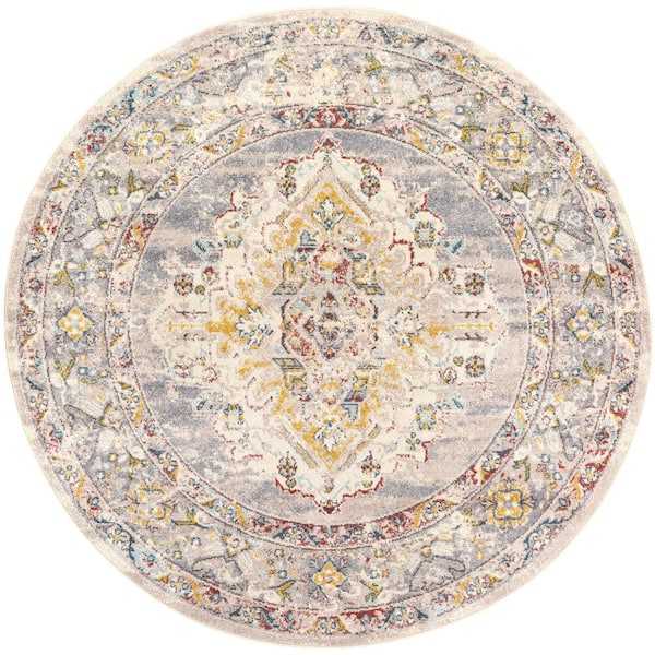 Livabliss Chandi Yellow 7 ft. 10 in. x 7 ft. 10 in. Round Area Rug