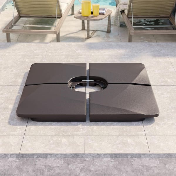 Heavy-Duty Patio Umbrella Base Cantilever Umbrella From 8 ft. x 10 ft., Filled with Sand and Water in Dark Brown
