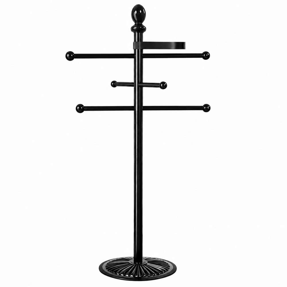 54 in. Freestanding Metal Pool Towel Rack in Black with 6 Bars and Heavy Base for Spa Areas price history on PriceWatchPro