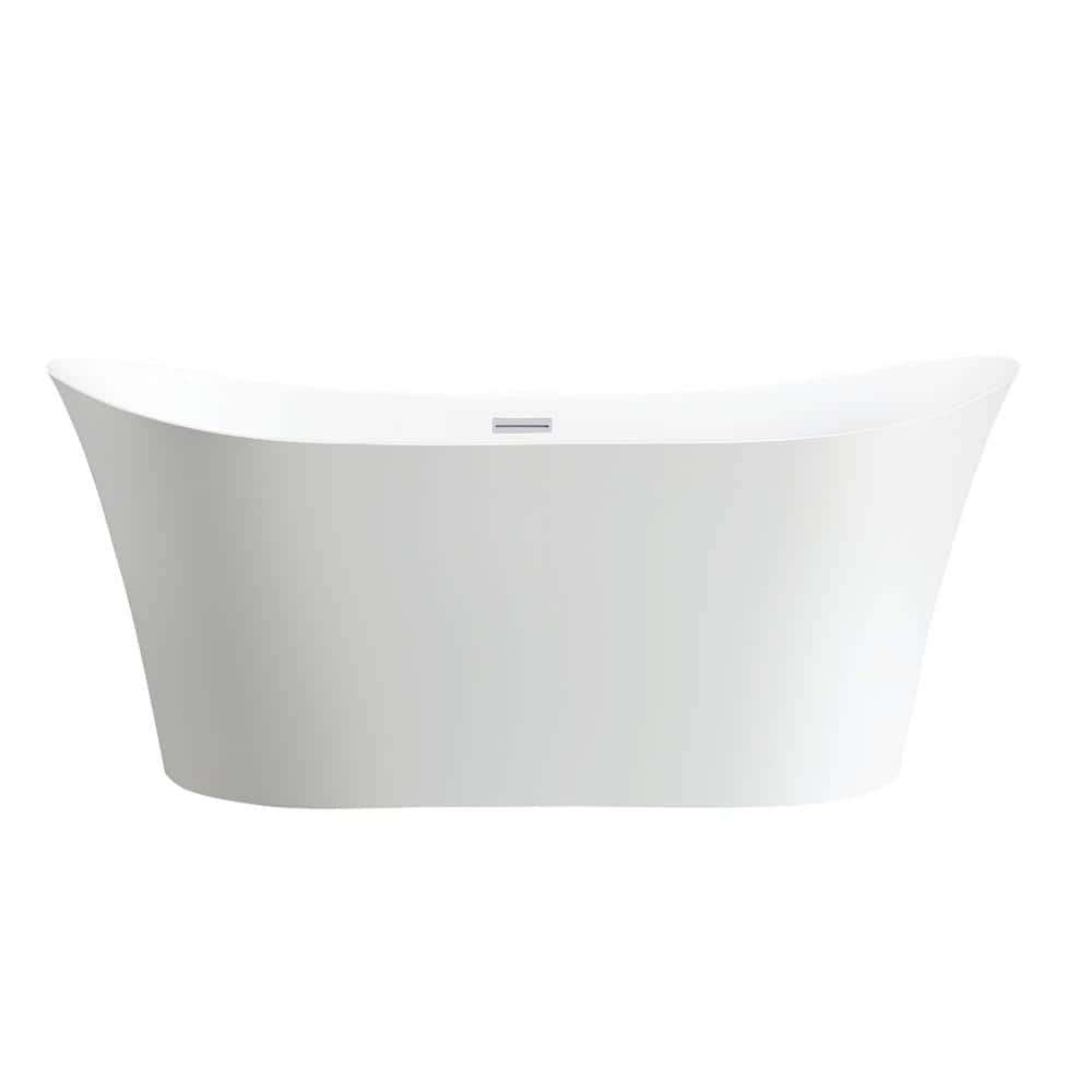 67" Pure White Acrylic Freestanding Soaking Bathtub